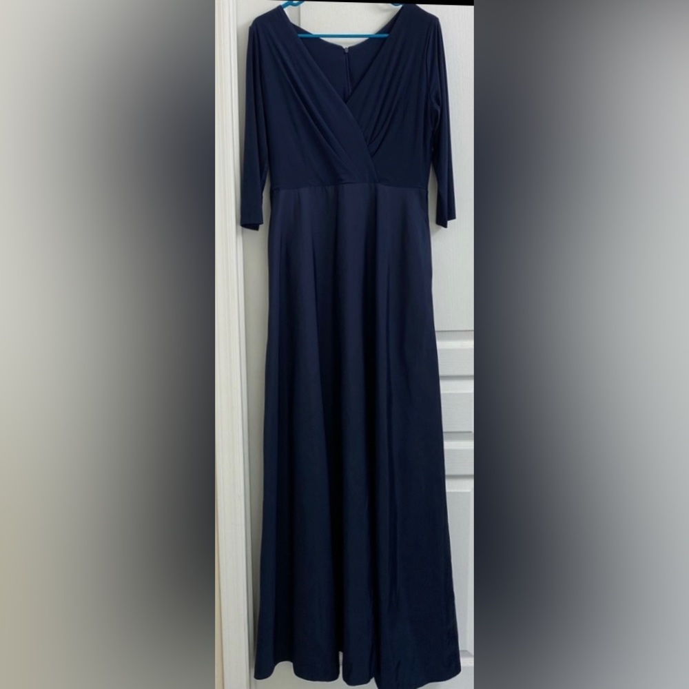 Alfred Sung Mikado Midnight Blue Gown B1 - Picture 2 of 8